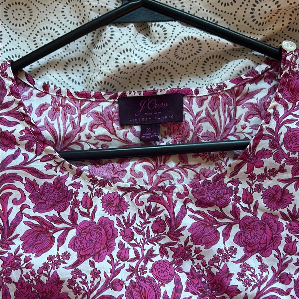 J.Crew Floral Top - Pink and White